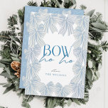 Bow Ho Ho Blue Bows Christmas Holiday Card<br><div class="desc">Celebrate the season with quiet elegance. A wreath of hand-drawn cream ribbons with pale blue stripes creates a soft,  vintage-inspired frame for your holiday message. A refined take on festive style,  ideal for those who love timeless charm.</div>