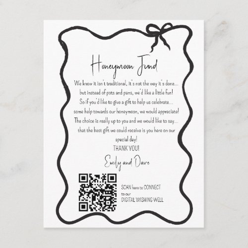 Bow Honeymoon fund request wedding QR CODE Enclosure Card