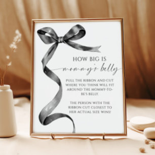 Bow How Big is Mommy's Belly Baby Shower Game Poster