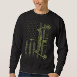 Bow Hunter American Flag Camouflage Men Deer Hunti Sweatshirt