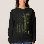 Bow Hunter American Flag Camouflage Men Deer Hunti Sweatshirt