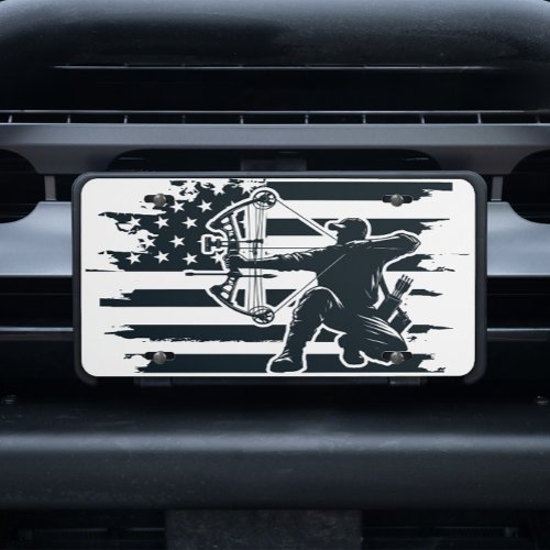 Bow Hunter Manly Hunting Flag Silhouette License Plate