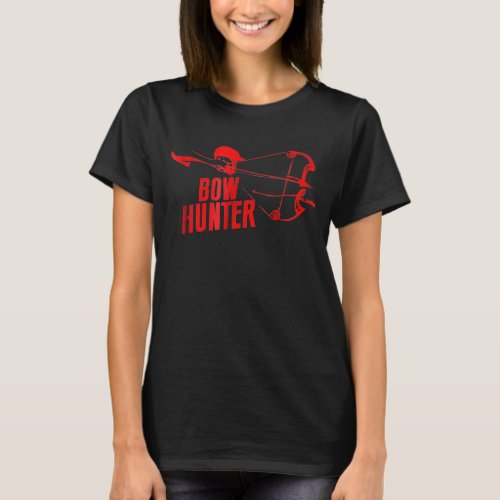 Bow Hunter Silhouette Shooting A Compound Bow T_Shirt