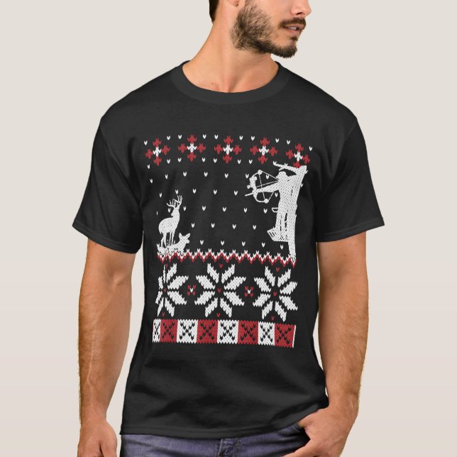 Bow Hunter Ugly Christmas Sweater Archery Deer Hun (Front)