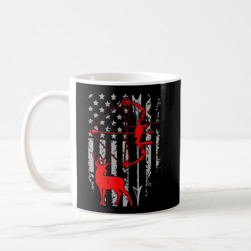 Bow Hunting American Flag Deer For Arrow Hunters Coffee Mug