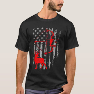 Bow Hunting American Flag Deer For Arrow Hunters T-Shirt