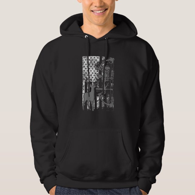 Bow Hunting Deer Flag Cute I Love Archer Hunt Hoodie (Front)
