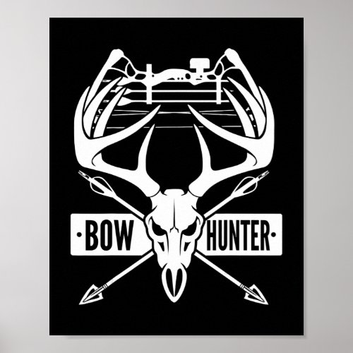 Bow Hunting Deer Skull Compound Bow Archery Gift Poster