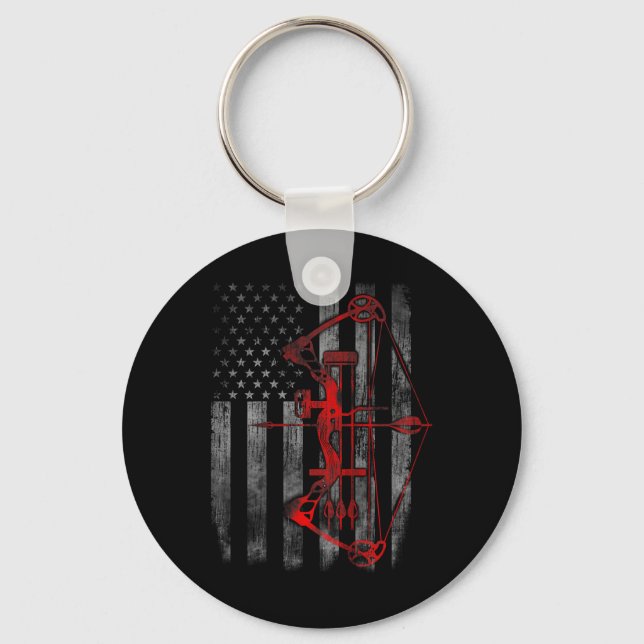Bow Hunting Flag Archery Funny Hunting Gift  Keychain (Front)