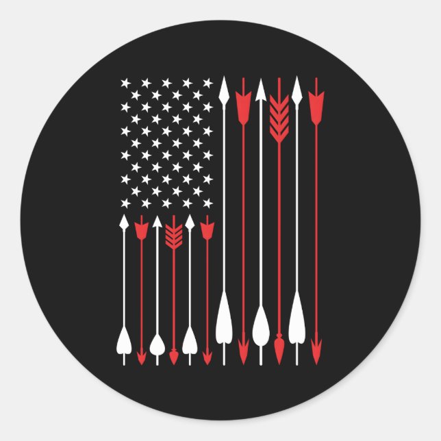 Bow Hunting Usa American Flag Archery Bow Hunter Classic Round Sticker (Front)