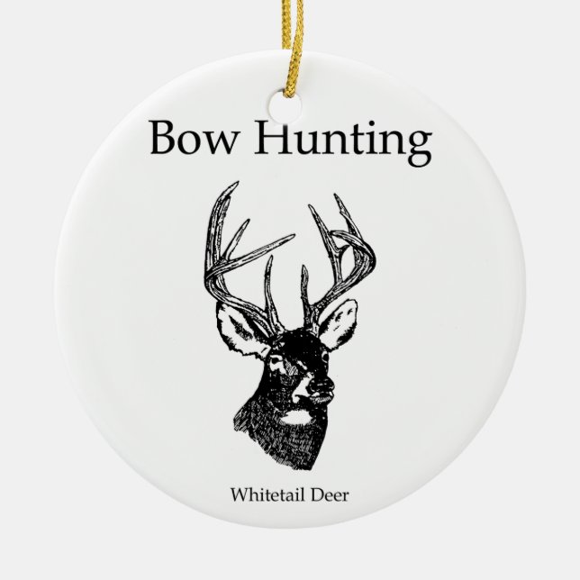 Bow Hunting (White Tail Buck) Ceramic Ornament (Front)