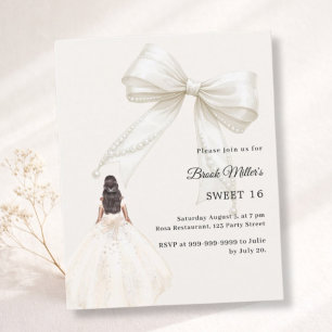 Bow ivory dress cream luxury Sweet 16 invitation