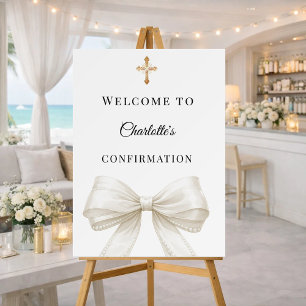 Bow ivory pearls elegant Confirmation welcome Foam Board