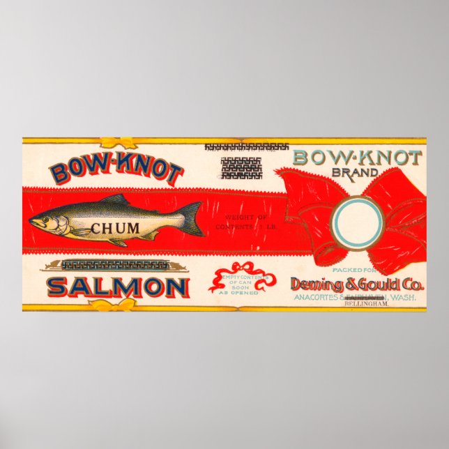 Bow Knot Brand Salmon Label Poster (Front)
