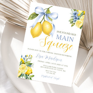 Bow Lemon She Found Her Main Squeeze Bridal Shower Invitation