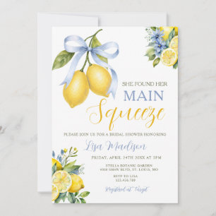 Bow Lemon She Found Her Main Squeeze Bridal Shower Invitation