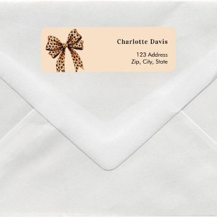 Bow leopard beige return address label
