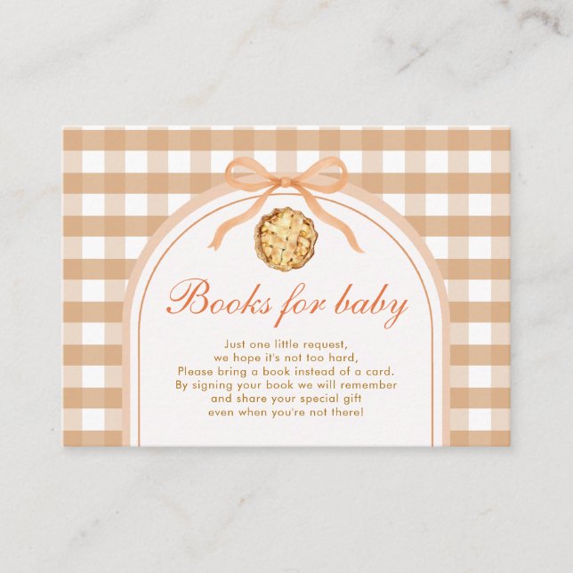 Bow Little Cutie Pie Books for Baby Gingham Fall Enclosure Card (Front)
