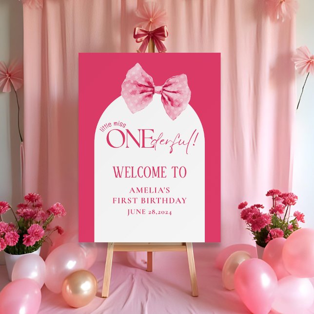 Bow little miss Onederful birthday welcome sign (Creator Uploaded)
