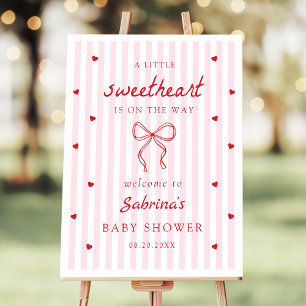 Bow Little Sweetheart Baby Shower Welcome Foam Board