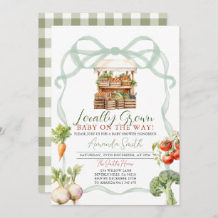 Bow Locally Grown Fresh Market Baby Shower Invitation