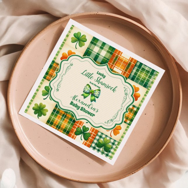 Bow Lucky Little Shamrock Baby Shower Napkins (Creator Uploaded)