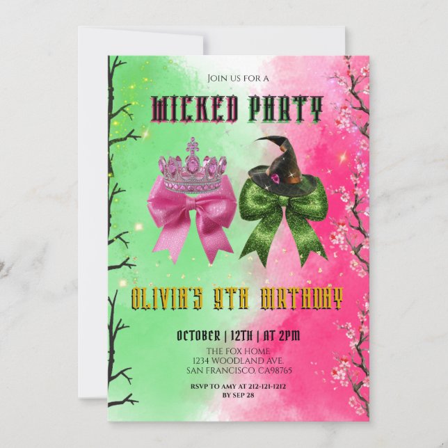  Bow magical Birthday Party  Invitation (Front)