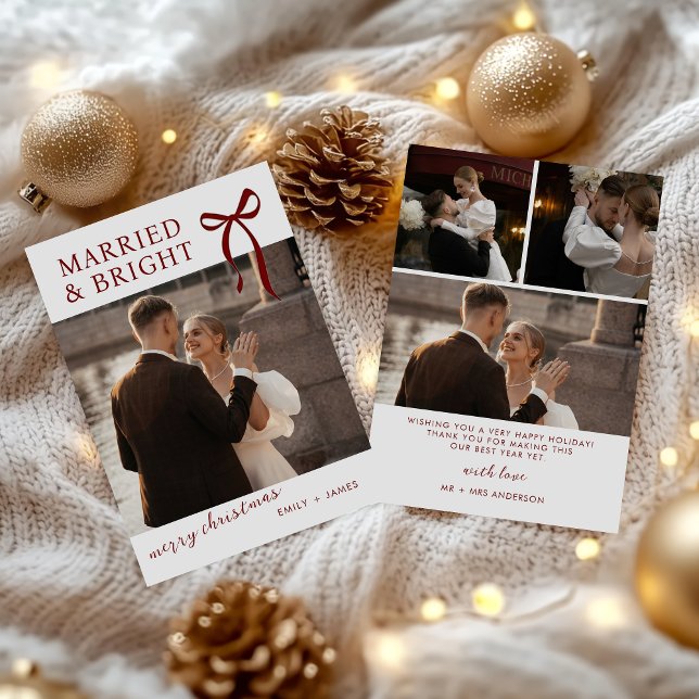Bow Married and Bright Christmas Holiday Card (Creator Uploaded)