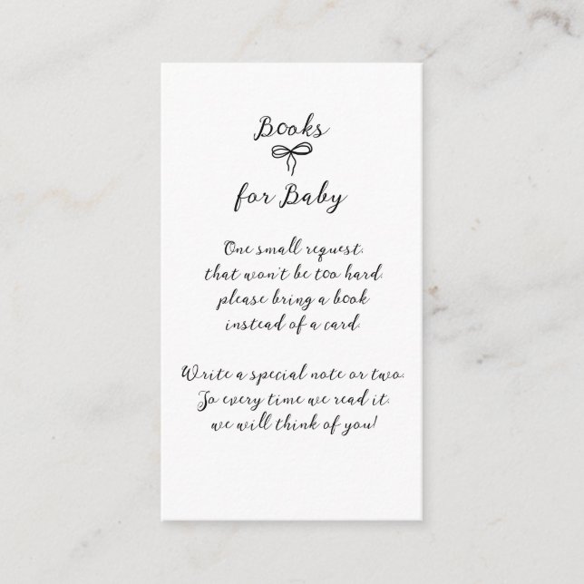 Bow Modern Minimalist Neutral Baby Shower Enclosure Card (Front)
