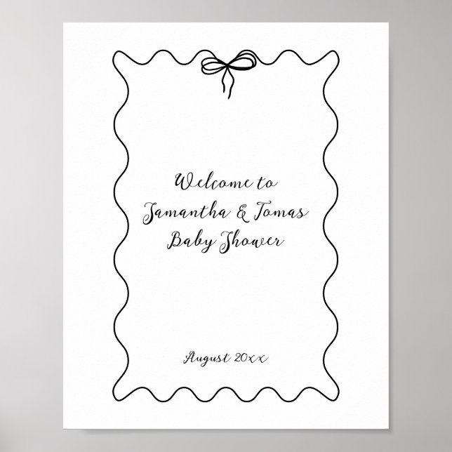 Bow Modern Minimalist Neutral Baby Shower  Poster (Front)