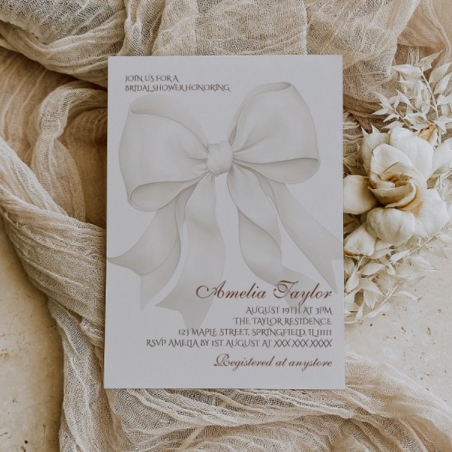 Bow Neutral Bridal Shower Invitation (Creator Uploaded)