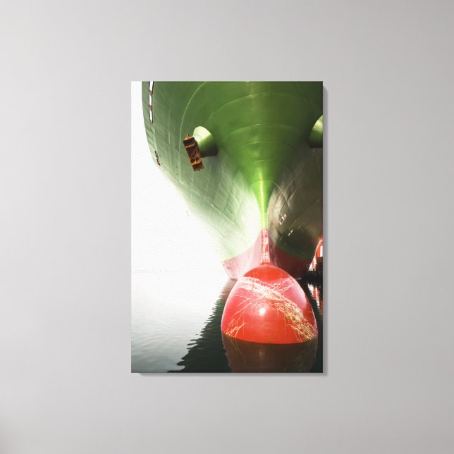Bow Of A Red And Green Cargo Ship |Long Beach, Ca Canvas Print (Front)