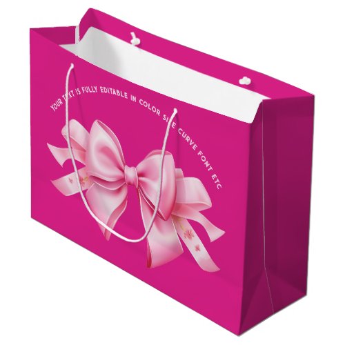 Bow on Trendy Barbiedoll Hot Pink  Large Gift Bag