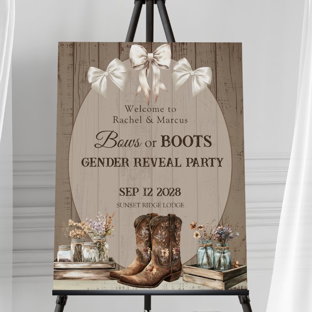 Bow or Boots rustic boho Gender reveal party Foam Board (Creator Uploaded)