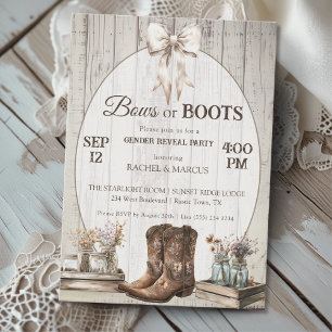 Bow or Boots rustic boho Gender reveal party Invitation