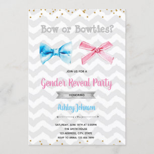 Bow or bowties gender reveal invitation