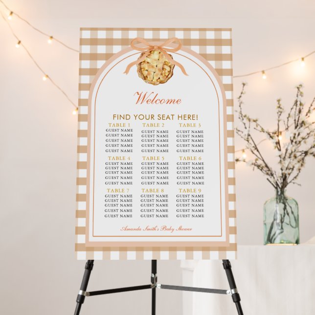 Bow Our Little Cutie Pie Gingham Seating Chart Foam Board (In Situ (Stand))
