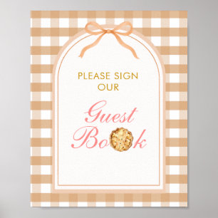 Bow Our Little Cutie Pie Guest Book Gingham Fall