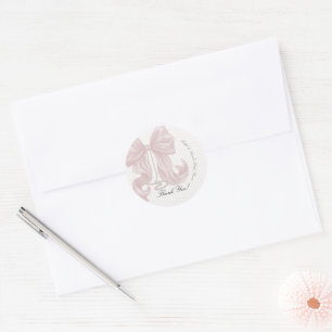 Bow Pearl Girl Baby Shower Classic Round Sticker