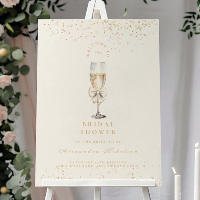 Bow Pearls And Prosecco Bridal Shower Foam Board (Creator Uploaded)