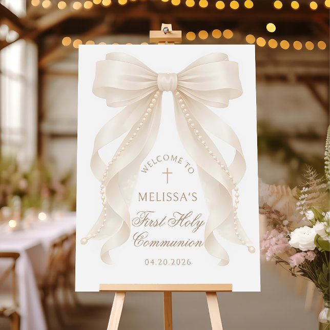 Bow Pearls First Holy Communion Welcome Foam Board (Creator Uploaded)