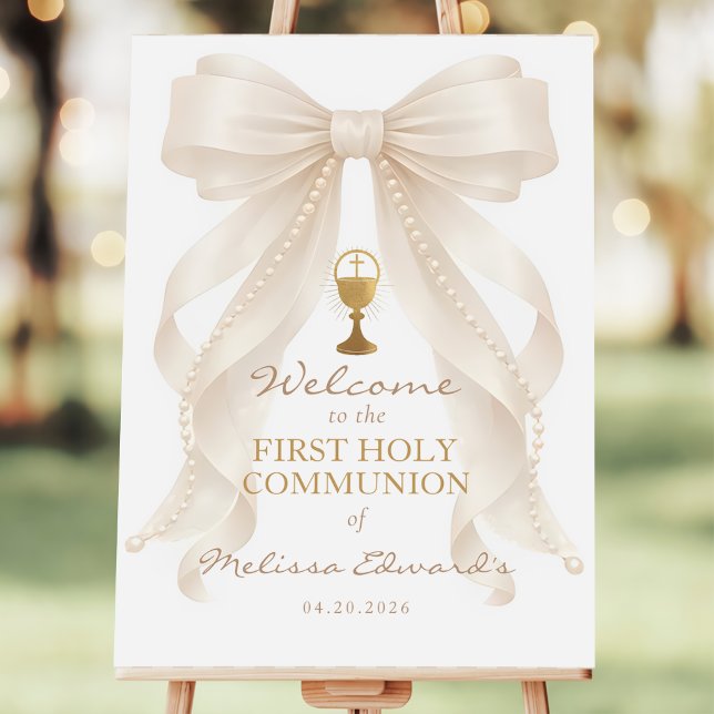 Bow Pearls First Holy Communion Welcome Foam Board (Creator Uploaded)