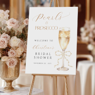 Bow Pearls & Prosecco Bridal Shower Welcome Sign