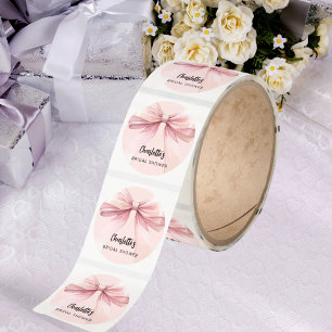 Bow pink Bridal Shower Classic Round Sticker