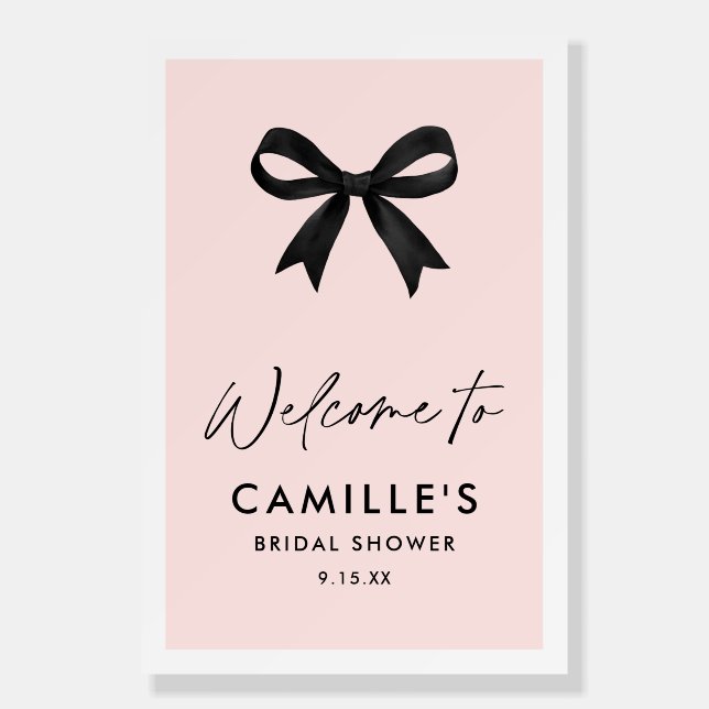 Bow Pink Bridal Shower Welcome Sign (Front)