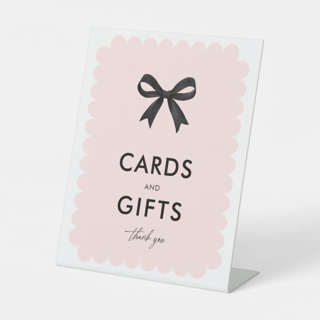 Bow Pink Cards and Gifts Bridal Shower Pedestal Sign (Front)