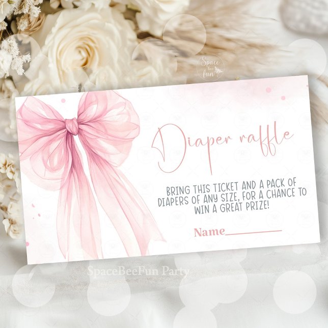 Bow Pink Coquette Baby Shower personalize  Enclosure Card (A delicate Bow Pink Coquette baby shower collection featuring soft pink bows, elegant details, and c)