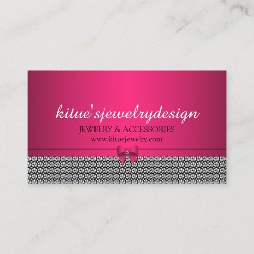 Bow Pink Diamond Jewelry Accessories Online Store Business Card