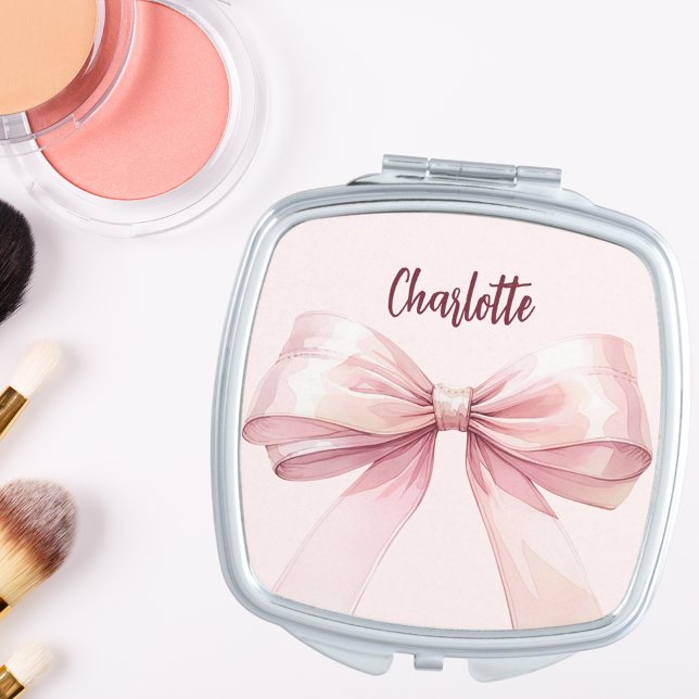 Bow pink elegant compact mirror (Creator Uploaded)