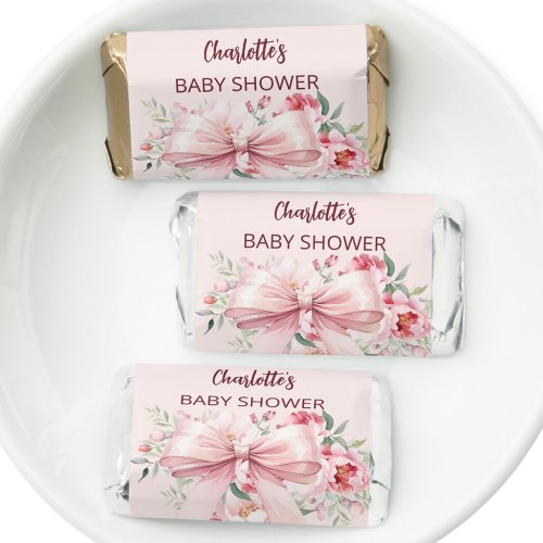 Bow pink florals bloom Baby Shower